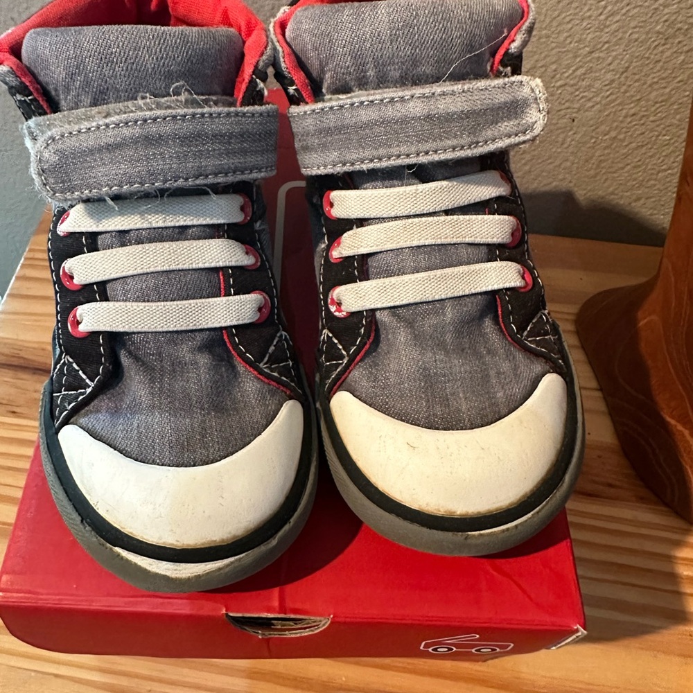 See Kai Run High-Top Sneakers: Dane in Gray Denim/Black